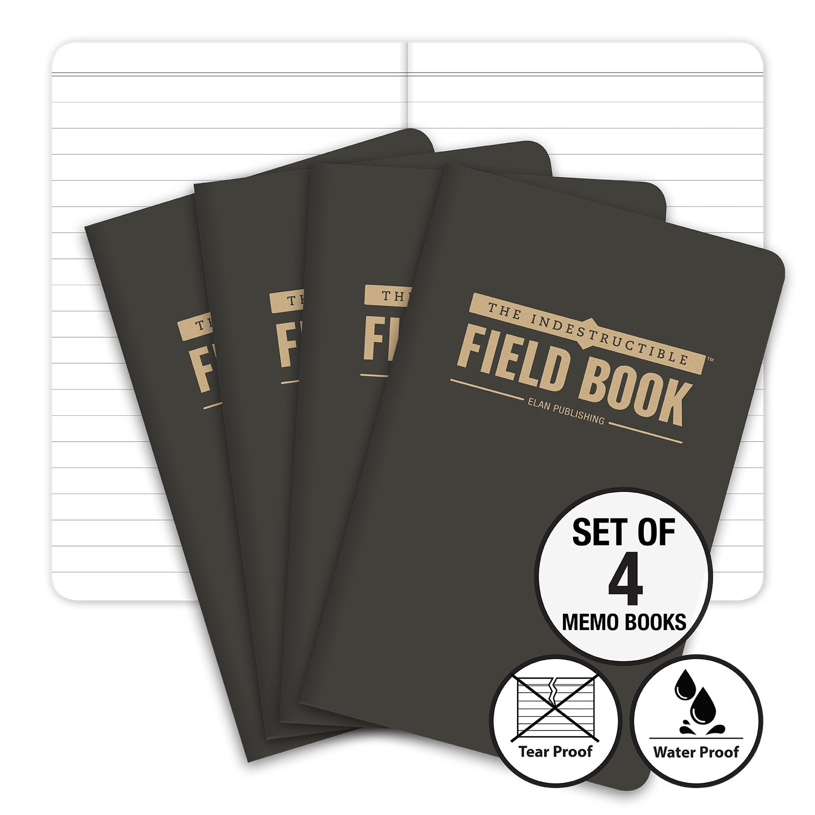 3.5/"x5.5/" Black Field Notebook Pack of 5