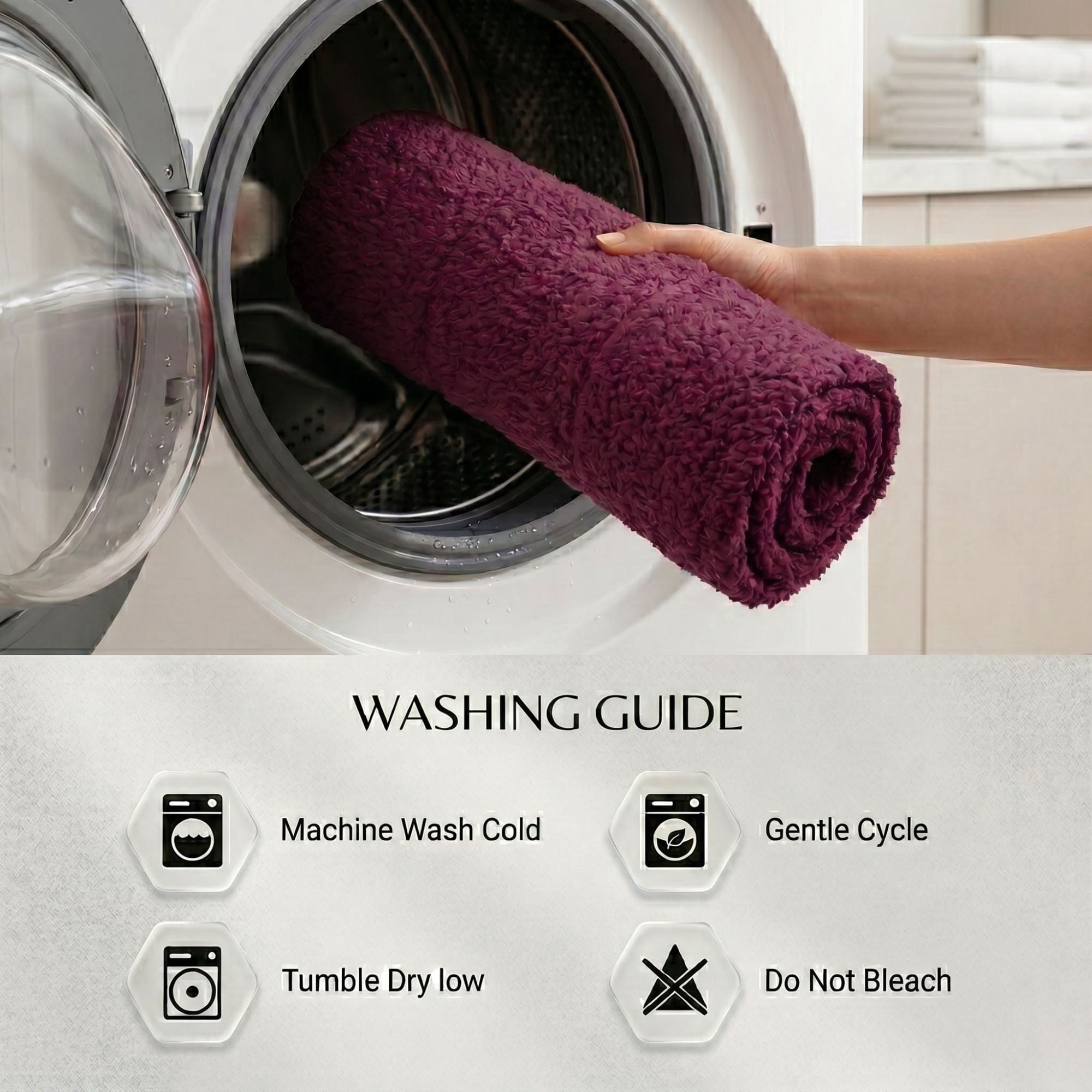 Superior Checkered Cotton Washable Non-Slip Bath Rug, Runner Size, Plum