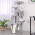 thumbnail image 5 of Cat Tree, Cat Tower for Indoor Cats,Multi-Level Cat Furniture Condo for Cats with Padded Plush Perch, Cozy Basket and Scratching Board,Light Gray, 5 of 16