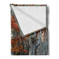 thumbnail image 2 of Seasons Soft Flannel Fleece Throw Blanket, Dreamy Gated Beech Trees Forest with Fall Leaf Mother Earth Natural Wonders Theme, Cozy Plush for Indoor and Outdoor Use, 50" x 60", Grey Red, by Ambesonne, 2 of 5
