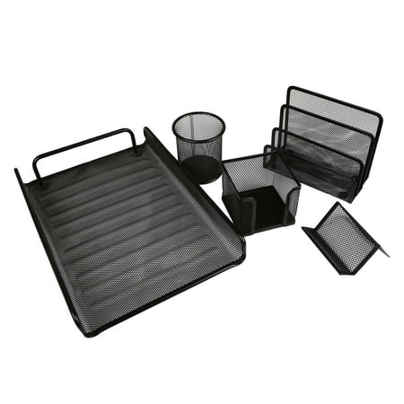 Imountek Professional 5 Piece Metal Mesh Desk Organizer Set