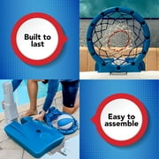 Simplay3 Pooltime Basketball Hoop with 30”W x 21.5”H Backboard, 7-inch Basketball and Air Pump