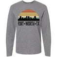 thumbnail image 3 of Inktastic Fort Worth Texas Skyline Retro Long Sleeve T-Shirt, 3 of 5