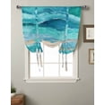 thumbnail image 2 of Turquoise Coastal Tie Up Curtains for Kitchen Bathroom Bedroom Windows 45 Inch Length, Spring Summer Ocean Beach Nautical Sea Wave Balloon Drape Curtains Shade Rod Pocket Curtain Panel, 42"x54", 2 of 7