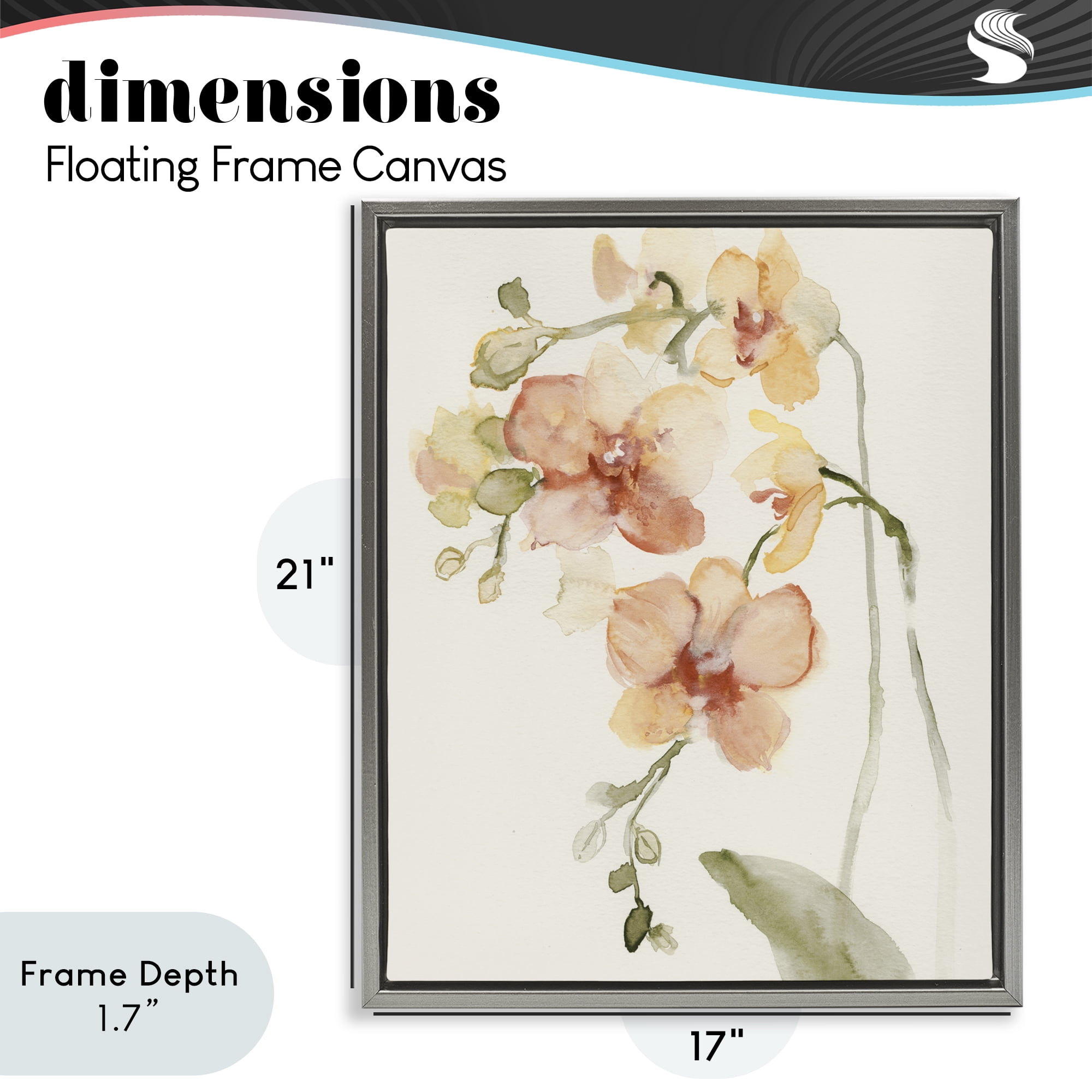 Stupell Industries Peach Orchid in Bloom Gray Framed Floater Canvas Wall Art, design by Victoria Barnes