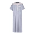 thumbnail image 3 of BAZINRICHE Men's Causal Kaftan Robe Short Sleeve Thobe Saudi Arabic Thobe for Men Round Neck, 3 of 5