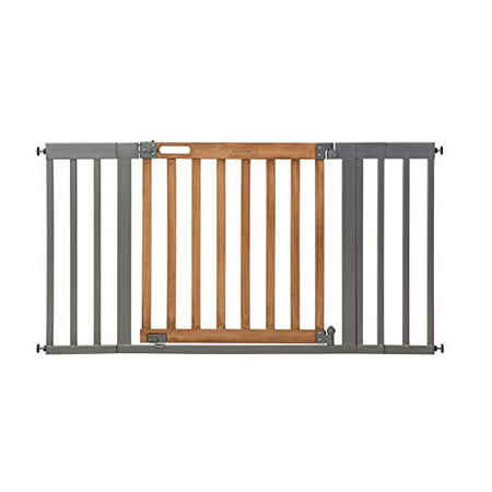 Summer West End Safety Baby Gate, Honey Oak Stained Wood with Slate Metal Frame - 30? Tall, Fits Openings up to 36? to 60? Wide, Baby and Pet Gate for Wide Spaces and Open Floor Plans