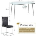 thumbnail image 3 of StnTalk Glass Dining Table Set for 4, 5-Piece Set with 4 Black PU Leather Dining Chairs, 0.31' Tempered Glass Table Top with Silver Metal Legs, 3 of 9