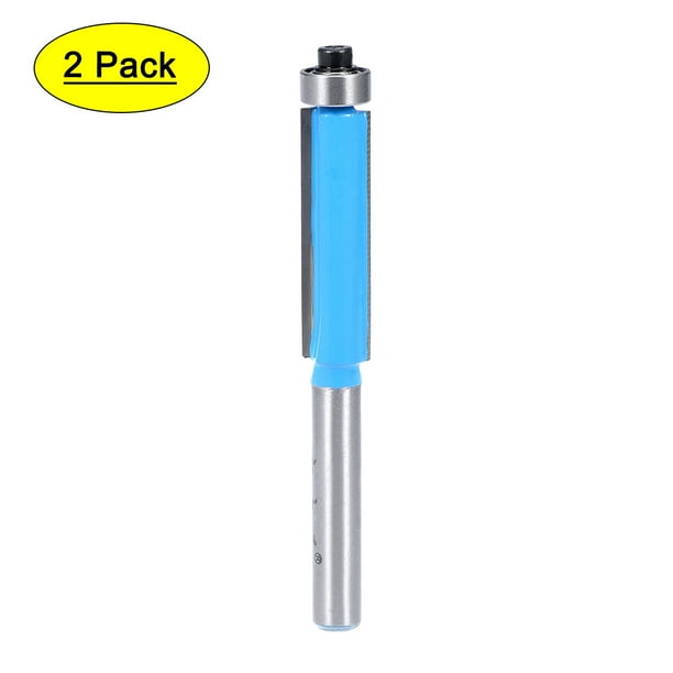 Broca de enrasado de 1/4" de vástago y 3/8" de diámetro con rodamiento, 2 flautas, carburo, 2 piezas