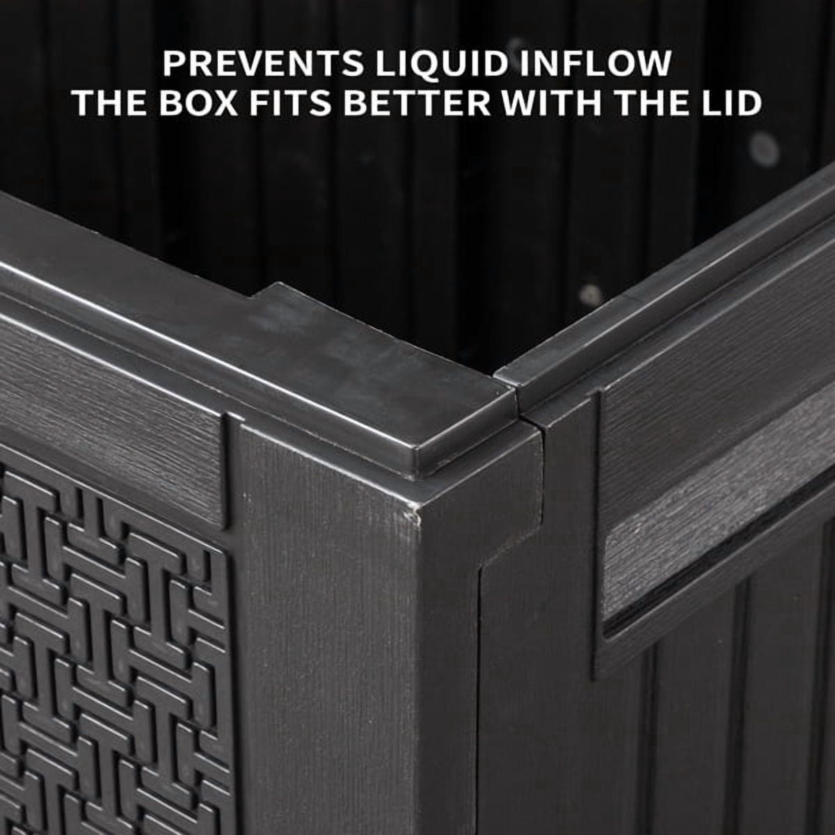 90gal Outdoor Garden Plastic Storage Deck Box Chest Tools Cushions Toys Lockable Seat