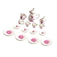 thumbnail image 1 of Juego de té de casa de muñecas Zulema miniatura 15 piezas con borde dorado, 1 of 6