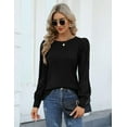 thumbnail image 5 of Zeagoo Womens Elegant Knitted Shirts Lightweight Round Neck Blouse Tops Long Puff Sleeve Pullover Sweater, 5 of 7