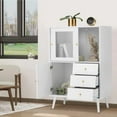 thumbnail image 7 of Sideboard Cabinet, White Accent Cabinet with Sliding Glass Door, 3 Drawers, Modern Buffet Cabinet with Storage - BCAL098WH, 7 of 7