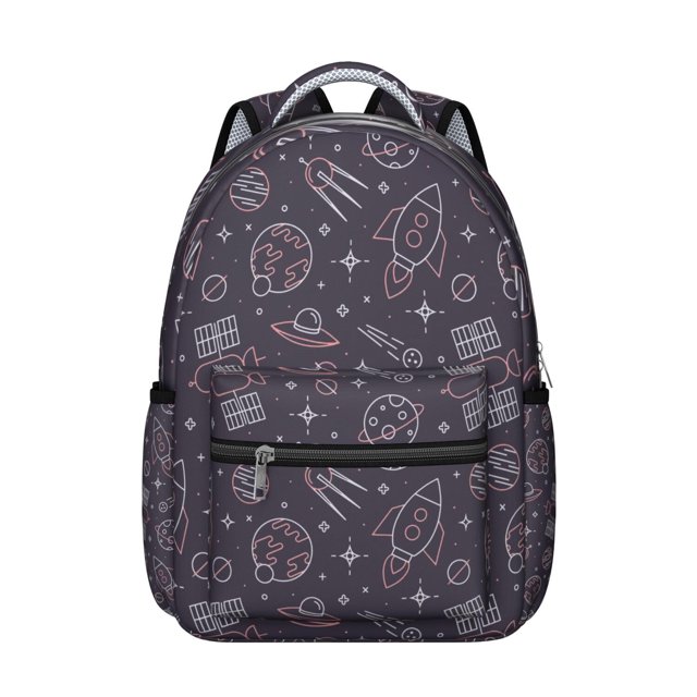 Sac à Dos Étudiants Nuit Étoilée Galaxie Design Espace, Sac d'École Confortable et Durable avec Bretelles Réglables