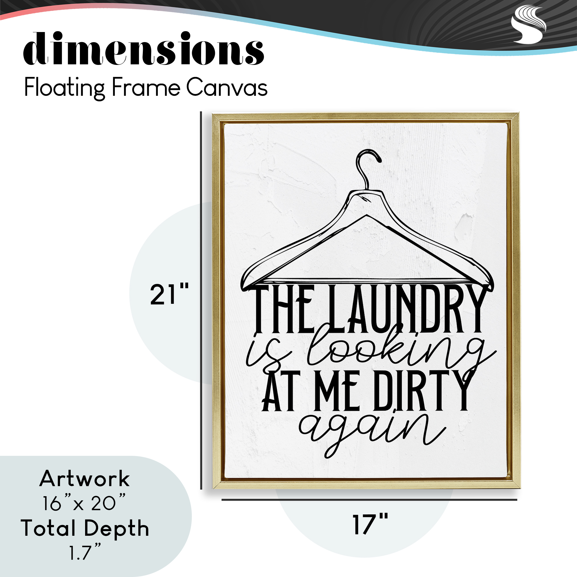 Laundry Is Looking At Me Dirty Gold Framed Floater Canvas Wall Art, design by Kim Allen