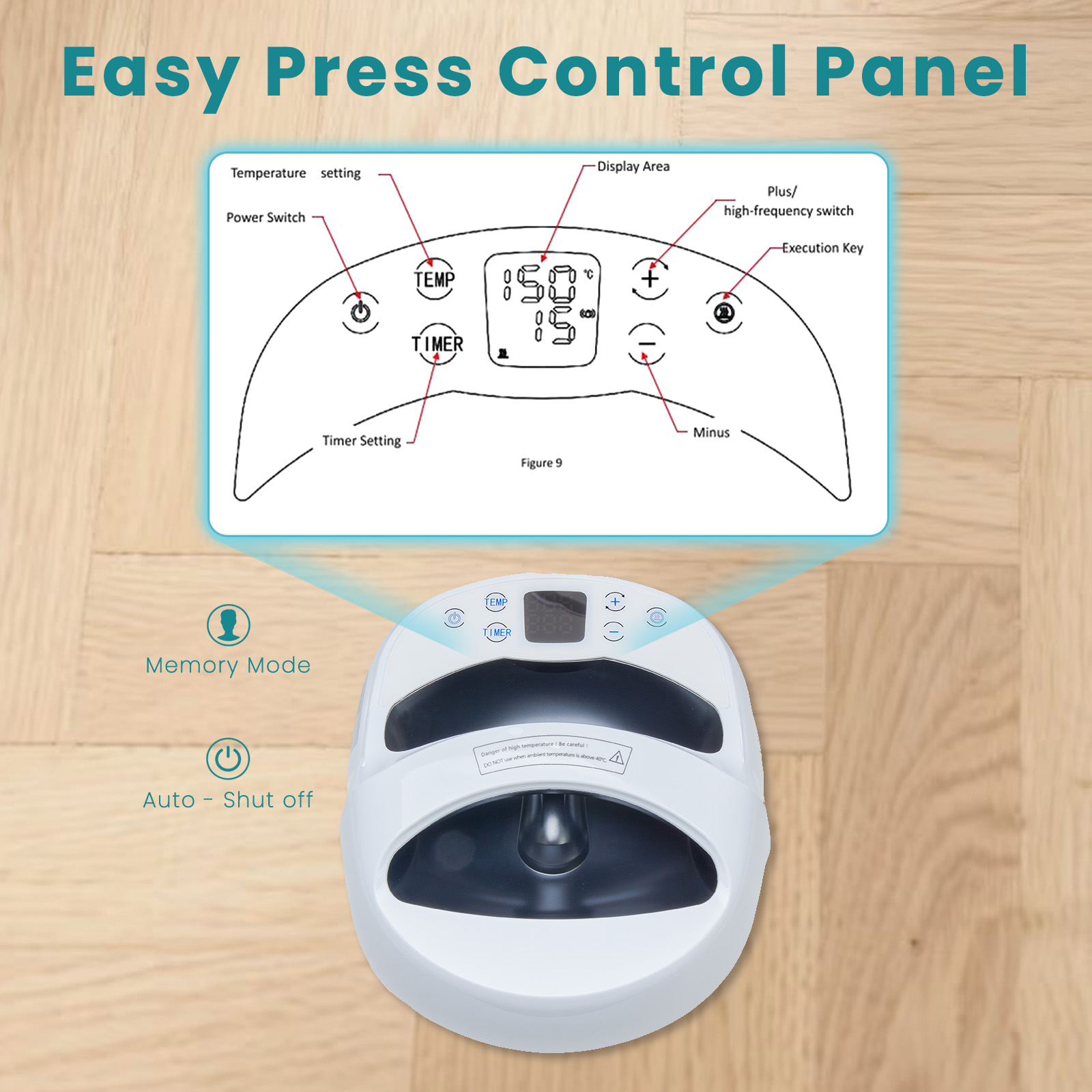 edx Heat Press Machine, Portable Easy-Press for T-Shirts, Tote Bags, Pillows, Aprons & More, 0-450°F Temperature Control with LCD Display
