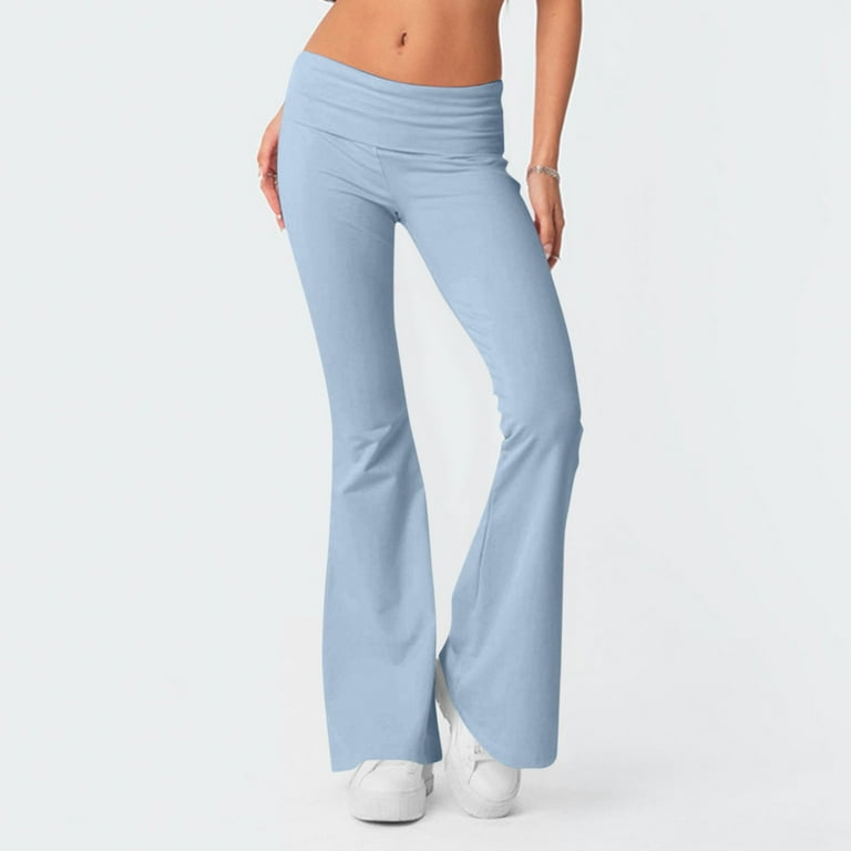 KDDYLITQ Women's Low Rise Sweatpants Casual Flare Bootcut Yoga Pants Y2K Basic Solid Wide Leg Bell Bottom Leggings Light Blue L KDDYLITQ Women's Low Rise Sweatpants Casual Flare Bootcut Yoga Pants Y2K Basic Solid Wide Leg Bell Bottom Leggings Light Blue L