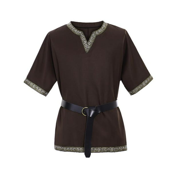 Medieval Knight Viking Tunic with Belt Short Sleeve Renaissance Shirt ...