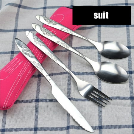 

Mittory 4 Pcs Stainless Steel Knifes Fork Spoon Family Travel Camping Cutlery Eyeful