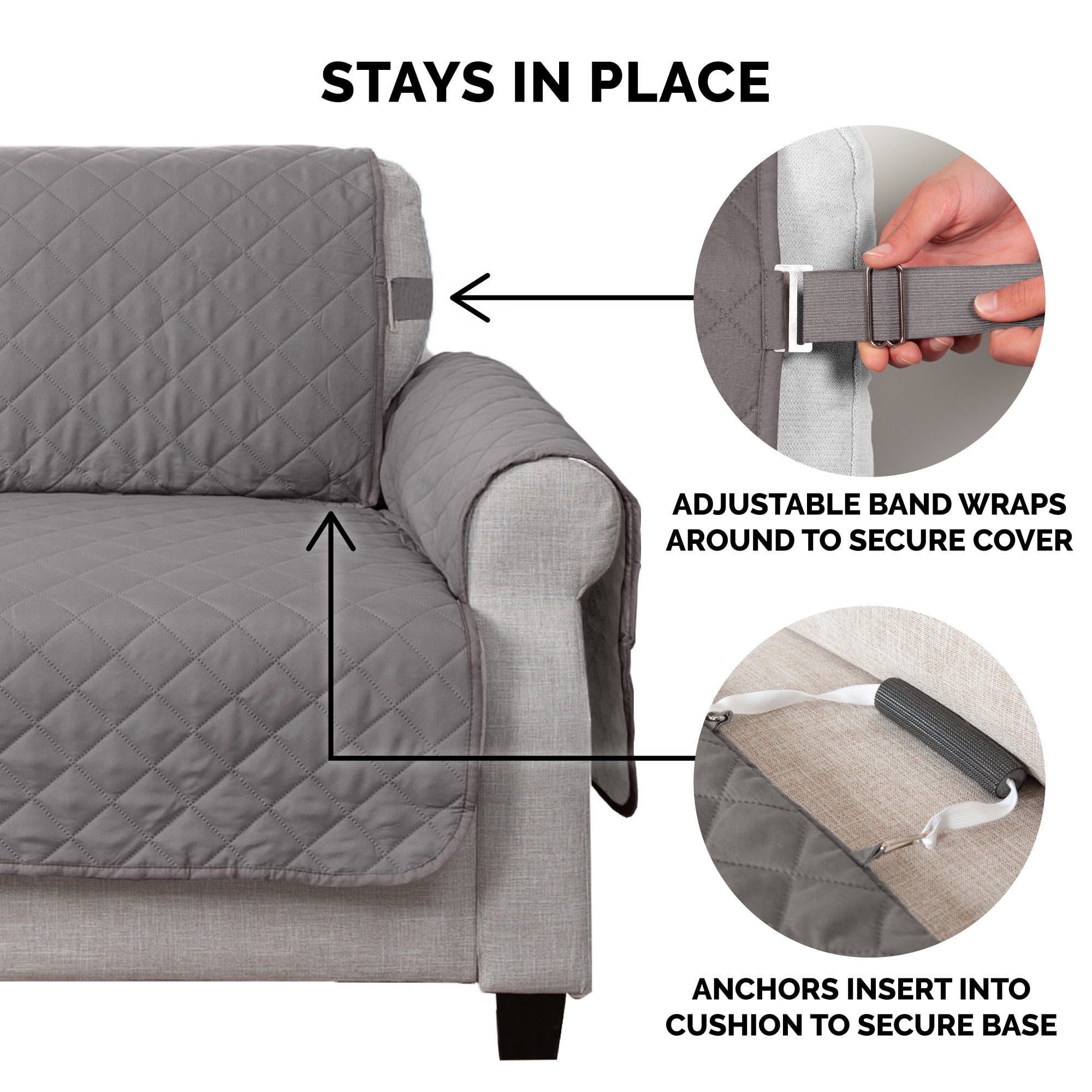 FurHaven Reversible Furniture Protector, Gray Mist, Loveseat, 1 Count