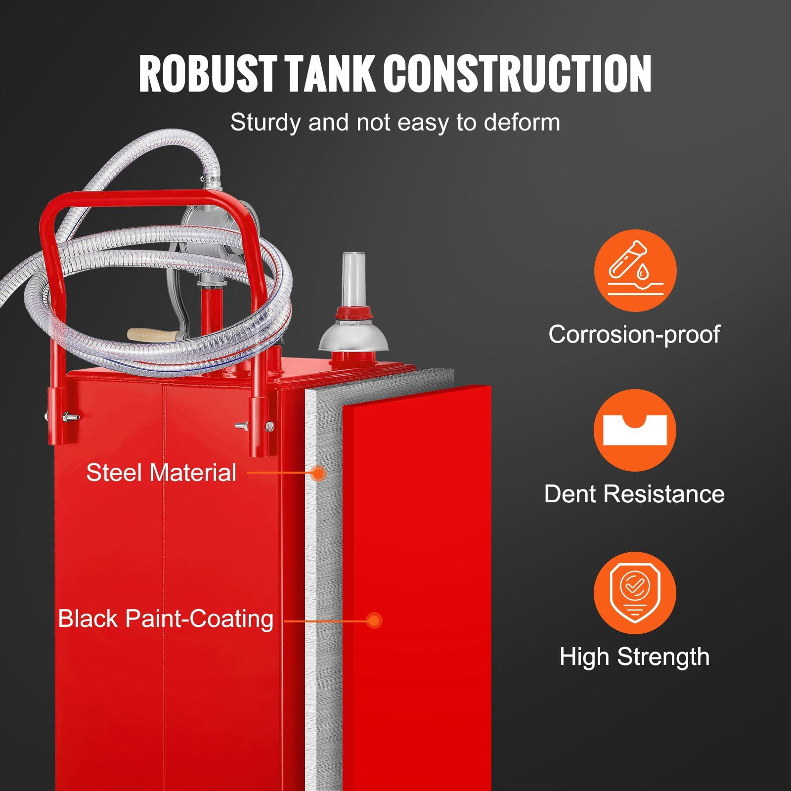 30-Gallon Portable Gas Caddy with Manual Pump, 2-Wheel Fuel Storage Tank for Gasoline/Diesel, Ideal for Cars, Lawn Mowers, ATVs, Boats (Red)