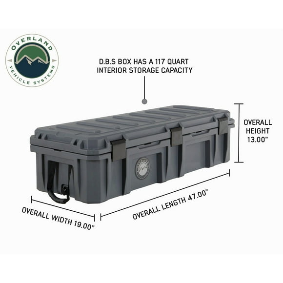 Overland Vehicle Systems Boîte Sèche 40100021 Utilisée pour Stocker des Outils/biens Secs/équipements de Récupération/vêtements/etc; Capacité de 117 Pintes; Polyéthylène; avec Égouttoir/bouteille