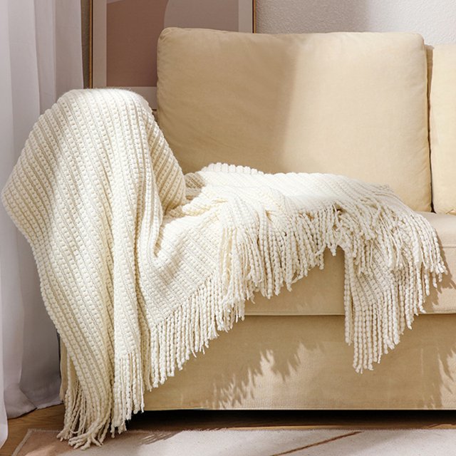 Acogedora manta de punto de chenilla, manta y manta ligera de estilo rural pequeño para otoño, mujer, silla, sofá, decoración del hogar