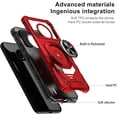 thumbnail image 6 of Compatible Case for Nokia C200 Case with Tempered Glass Screen Protector [Military Grade] Ring Car Mount Kickstand Shockproof Hard Phone Case - Red, 6 of 7