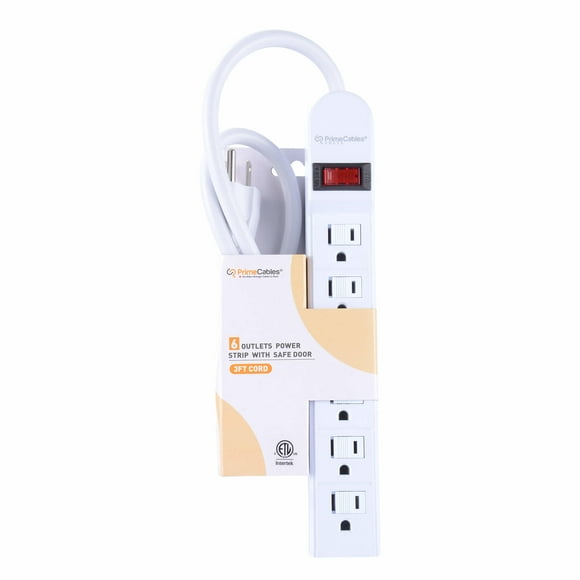 6-Outlet Power Strip with Safe Lock, Power Bar with 3Ft 14AWG Cord, ETL Certificated