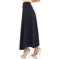 thumbnail image 3 of Women's Casual Solid High Waisted Flare A-line Long Skirt with Elastic Waistband, 3 of 6