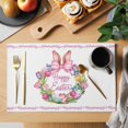 thumbnail image 2 of Happy Easter Placemats Set of 4, Rabbits Bows Spring Tulips Eggs Pastoral Placemats for Dining Table, Place Mats for Kitchen Tabletop, Waterproof Wipeable Dining Table Mats Set, 2 of 9