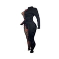 thumbnail image 4 of Combinaison pour Femmes en Maille Transparente avec Lacets Patchwork Floral, 4 of 5