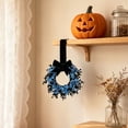 thumbnail image 5 of Small Black Boxwood Halloween Wreath 8.7", Round Rattan Twig Branch Wreath, Gothic Artificial Fall Floral Wreaths, Kitchen Cabinet Table Decor for Home Party, D, 5 of 6