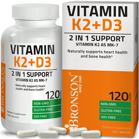 Vitamin K2 (MK7) with D3 Supplement Bone and Heart Health Non GMO & Gluten Free Formula - Easy to Swallow, 120 (Best Vitamin D3 Supplement Reviews)
