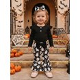 thumbnail image 5 of Loicainy Infant Baby Girl Halloween Outfit 3 6 12 18 Months Romper Ghost Bell Bottoms and Headband 3 Pcs Clothes Set, 5 of 9