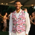 thumbnail image 4 of Yuyamidu Santa Claus Mens Suit Vest Pink Christmas Business Formal Dress Vests for Men Snowman Casual Wedding Tuxedo Party Waistcoat Size 4XL, 4 of 7