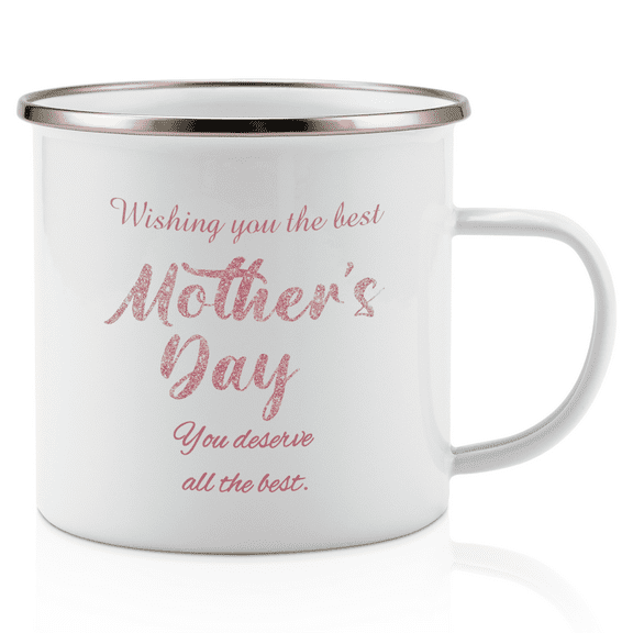 KAAYEE Whishing you the best Mother's Day 16 Oz Enamel Camping Campfire Coffee Mug Cup - Funny Motivational Inspirational birthday gift for mom mama,mother friend Mother's Day Gift