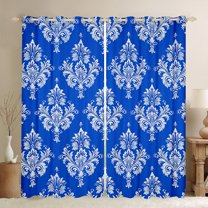 Manfei Boho Damask Adult Curtains Pack of 2 (42x84 Each), Retro Western Flower Print Curtains Blackout, Mandala Bohemian Style Bedroom Curtains, Curtains and Drapes Decor