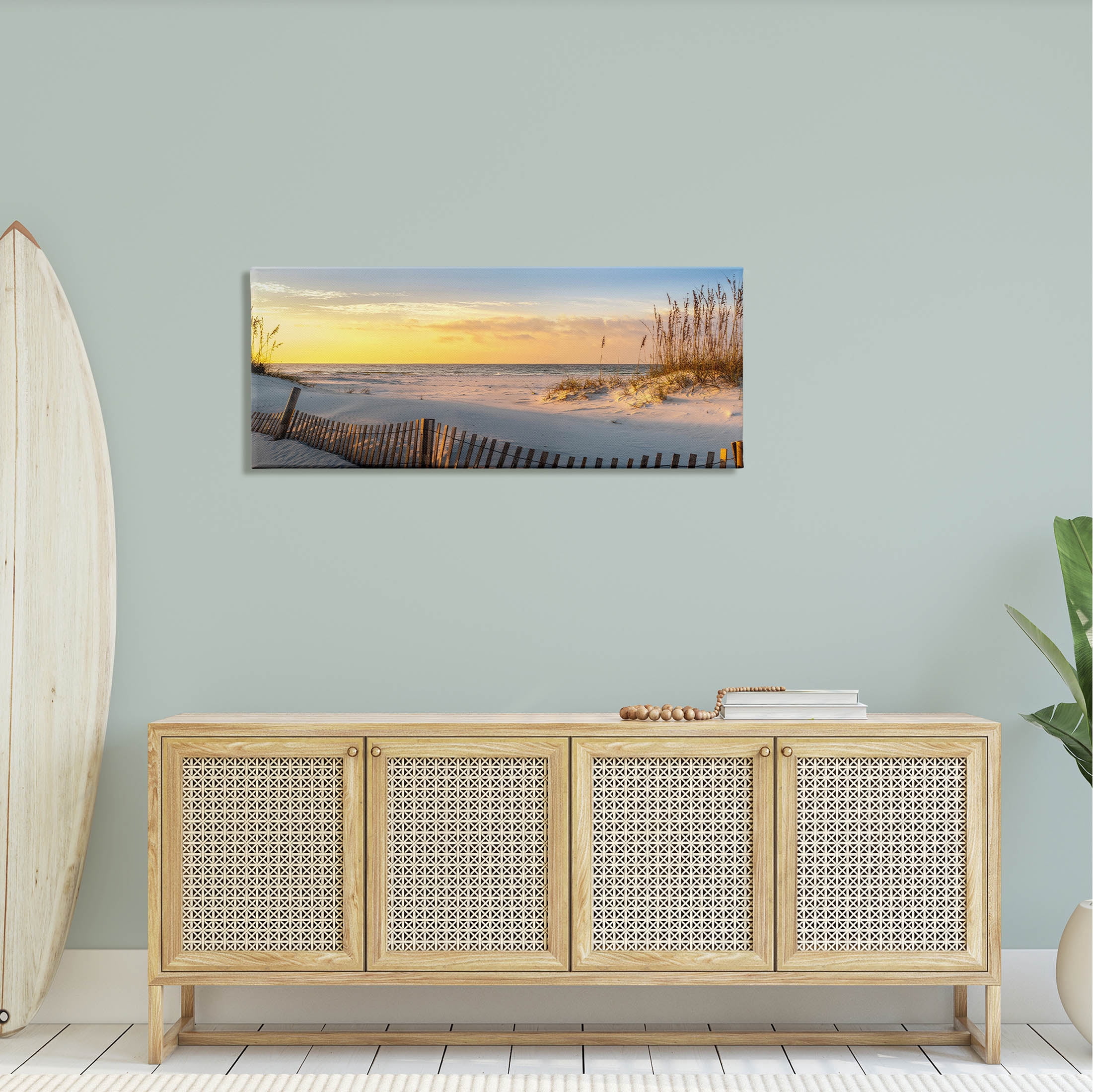 Stupell Industries Panoramic Coastal Beach Sunrise Photograph Gallery Wrapped Canvas Print Wall Art, Design by H.J. Herrera