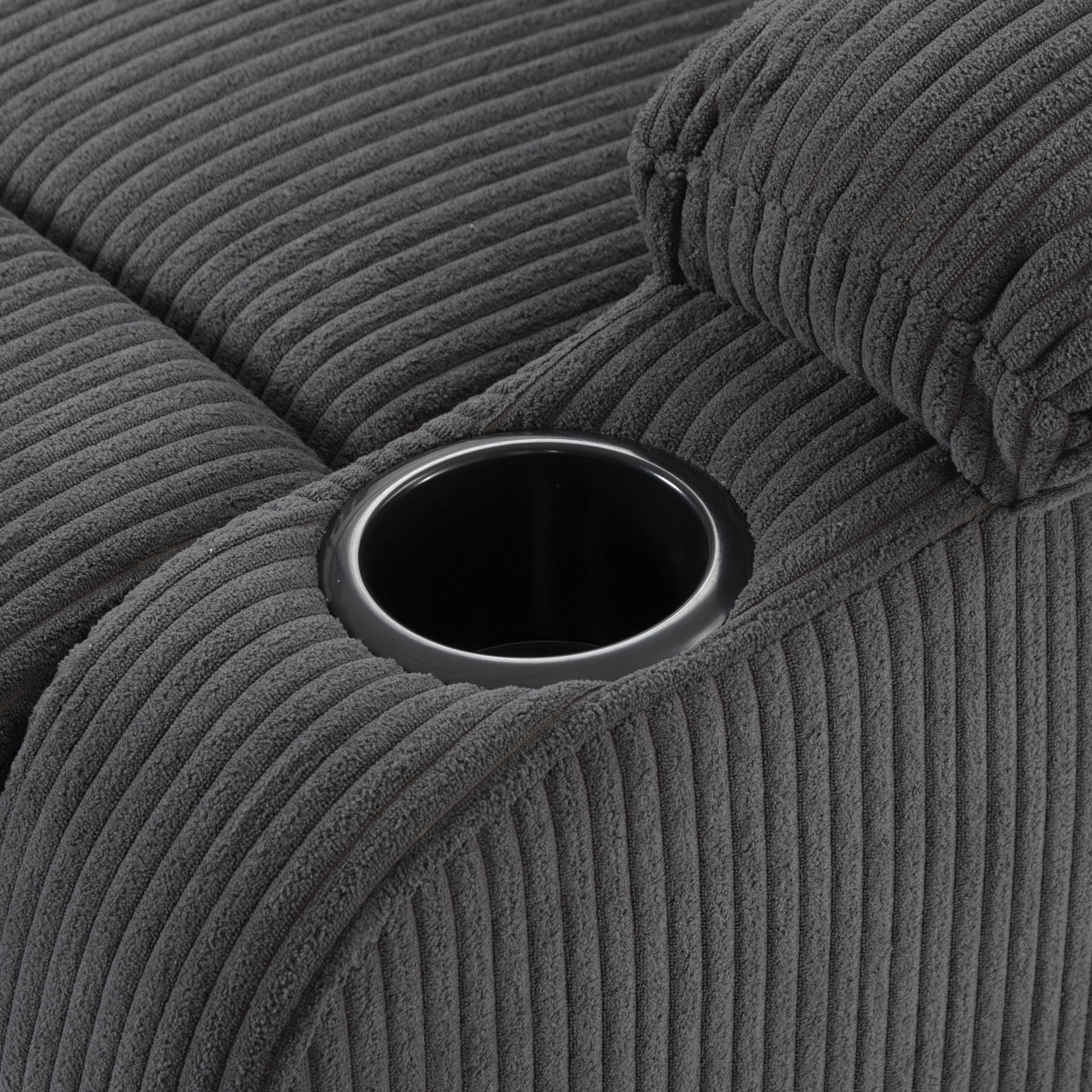 TiramisuBest Adjustable Manual Recliner Chair,Ergonomic Corduroy Lounge Chair with Cup Holders & Phone Stand for Living Room,Dark Gray