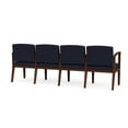 thumbnail image 3 of Amherst Wood Reception Waiting 4 Seat Tandem Seating / Walnut Wood / Navy Blue, 3 of 5