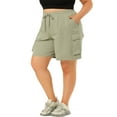 thumbnail image 4 of FAB CURVES Women's Plus Size Drawstring Elastic Waist Straight Leg Cargo Shorts, 4 of 6