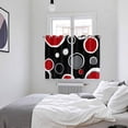 thumbnail image 4 of Geometric Red Kitchen Curtains 63 Inch Length, Modern Black Grey White Abstract Circle Grommet Top Bedroom Living Room Curtains, Light Filtering Cafe Curtain Drapes 2 Panels Set 104''x63'', 4 of 9
