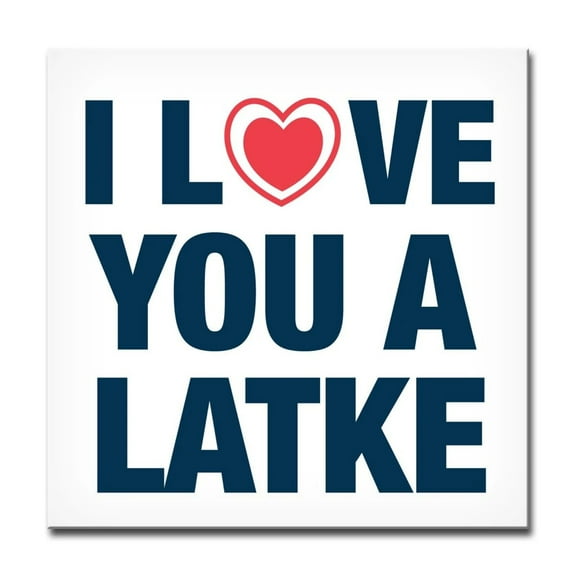 Crafted Creations White and Blue "I LOVE YOU A LATKE" Hanukkah Square Cotton Wall Art Decor 20" x
