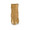 thumbnail image 2 of BLISSFUL STEP Women's Ankle Boots Faux Suede Round Toe Block Heel Side Zipper Dress Boots Brown 6.5, 2 of 7