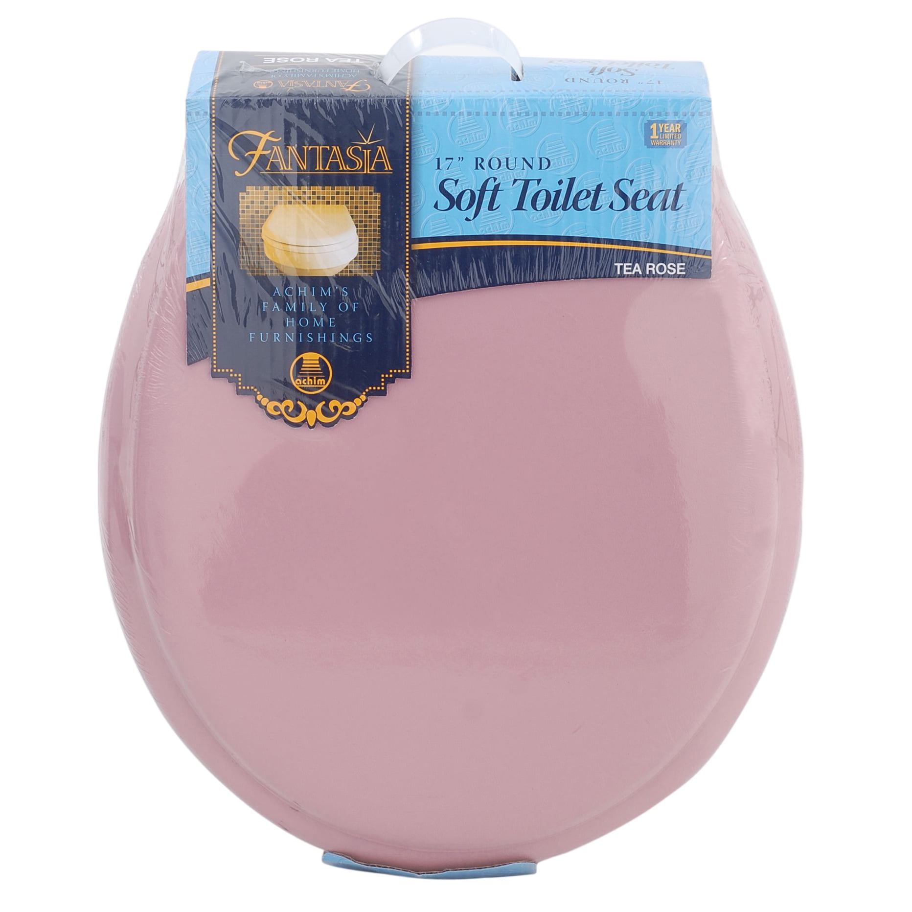 Soft Standard Vinyl Toilet Seat, Tea Rose - 17 Inch Soft Vinyl Cover with Comfort Foam Cushioning - Fits All Standard Size Fixtures - Easy to Install Fantasia by Achim Home Decor