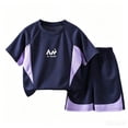 thumbnail image 4 of Amidoa Boys Summer Outfits 2 Piece Cute Short Sleeve Top and Casual Shorts Kids Clothing Sets Navy Size 3, 4 of 9
