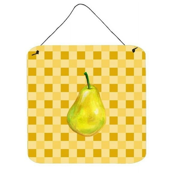 Carolines Treasures BB7243DS66 Whole Pear on Basketweave Wall or Door Hanging Prints 6x6 multicolor