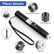 Damflew Green Laser Pointer High Power Pen - Long Range Rechargeable Laser Beam, USB Charging for Hiking, Presentations & Outdoor Use (Professional-Grade Green Light)