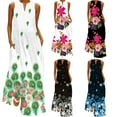 thumbnail image 2 of Long Dress Summer Beach Casual Holiday Vintage Dresses V Neck Floral Dress Women Party Butterfly Print Maxi Dresses Women, 2 of 5